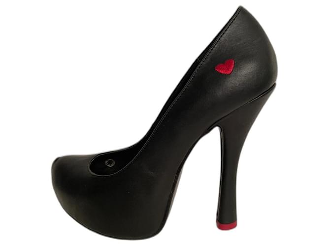 Love Moschino Heels Black Red Leather  ref.540194